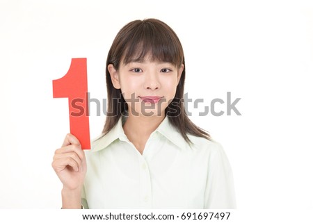 Woman with a number