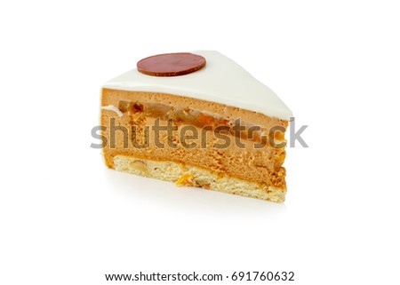 Round mousse cake with an isolated white background