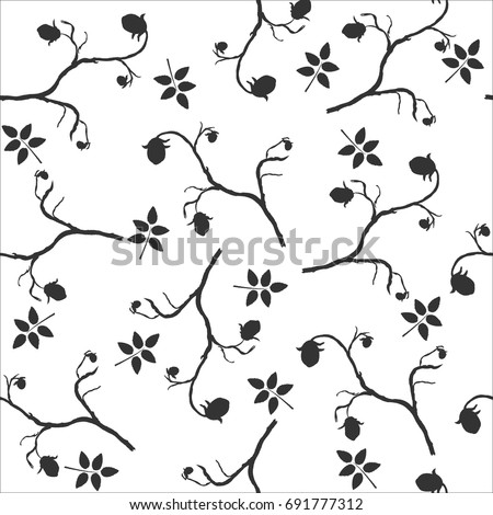 Forest Berry, Christmas Brier Spray Pattern. Hand drawn, whimsical, traditional style.Creative Artistic design, blossom. For backgrounds, wallpapers, fabric, prints, textiles, wrapping, cards, cover.