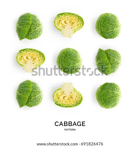 Seamless pattern with cabbage. Vegetables abstract background. Cabbage on the white background. Royalty-Free Stock Photo #691826476
