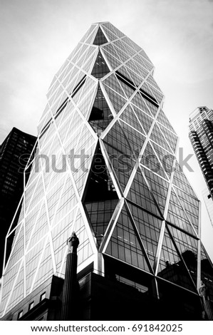 Design details of Modern and Classic Architecture in Manhattan. Photographed in high contrast black and white to bring out the architectural design details.