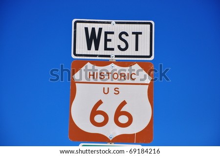 Traffic sign on American highway Historic route 66