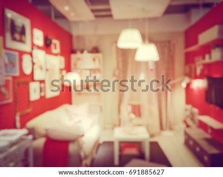 blurred image of Master Bedroom with Retro Instagram Style Filter. kid and teenage modern or family room concept.