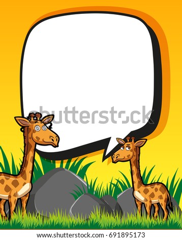 Border template with giraffes in field illustration