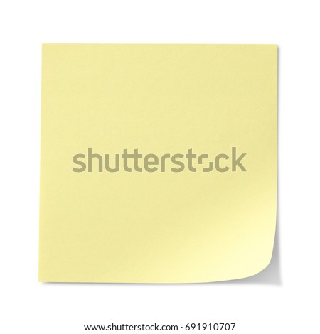 Yellow Sticky Note isolated on white background, clipping path included Royalty-Free Stock Photo #691910707