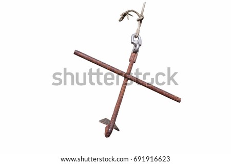 Old anchor on white background