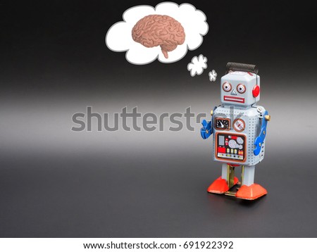 Robot Toy Thinking with Brain Image / Artificial intelligence
