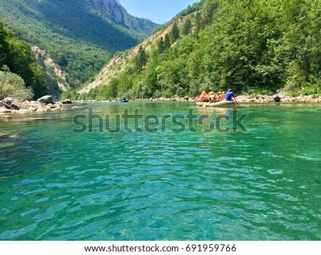The Tara River and Canyon, northern Montenegro. The mountain river. Blue water.