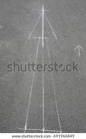 Making Draft line before painting road sign arrow