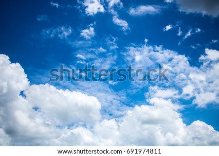 Blue sky with white clouds abstract background on nature