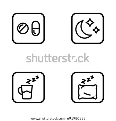 Set of sleep outline vector icons.