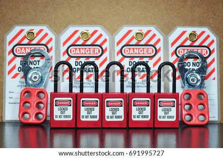 Lock out & Tag out , Lockout station,machine - specific lockout devices and lockout point Royalty-Free Stock Photo #691995727