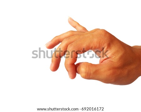 close up of Hand and finger on white background