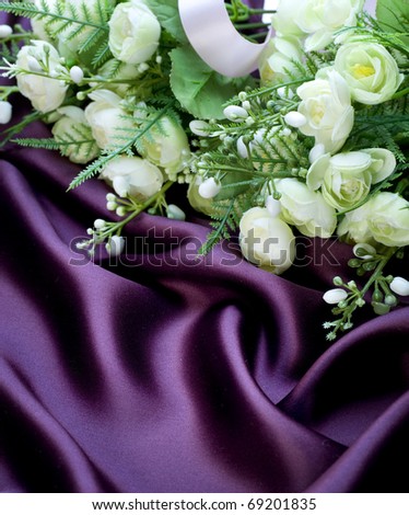Bridal Bouquet over silk background