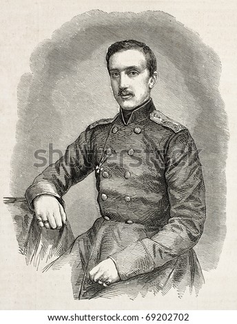 Old engraved portrait of His Imperial Highness Grand Duke Nicholas Nicholaevich of Russia.  After photo of Levitsky and drawing of Marc, published on L'Illustration, Journal Universel, Paris, 1860