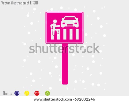 pedestrian crossing sign, icon, vector illustration eps10