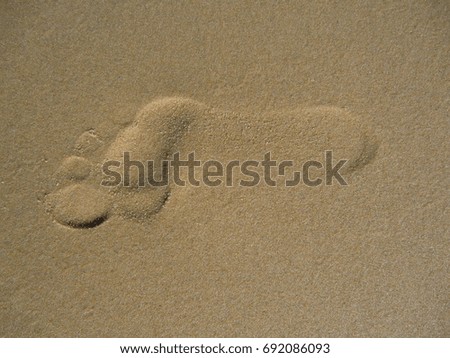 Picture of a footprint in the sand. Beautiful vacation icon which reflects freedom, sun, sea.