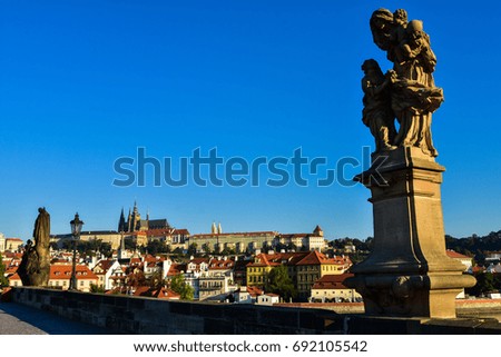 Charles Bridge with the Castle in the background in Prague, Czech Republic