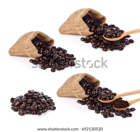  coffee beans isolated on white background.