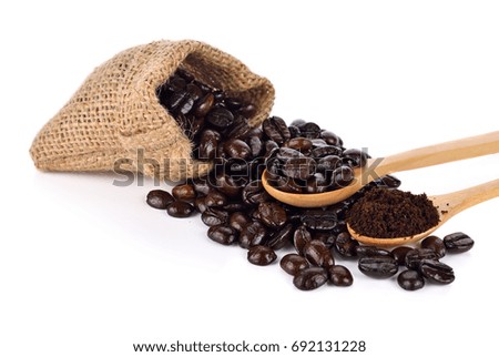  coffee beans isolated on white background.