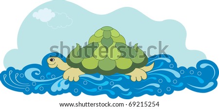 Turtle Swimming & splashing water