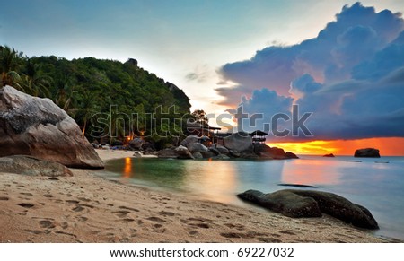 Colorful sunset at the tropical beach