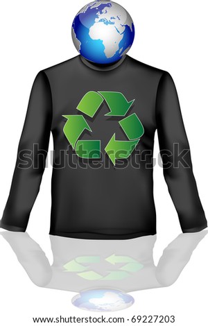 vector of T-shirt image with symbol of recycling and planet