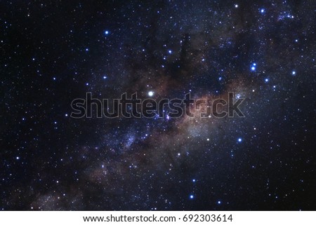 Close up milky way galaxy with stars and space dust in the universe