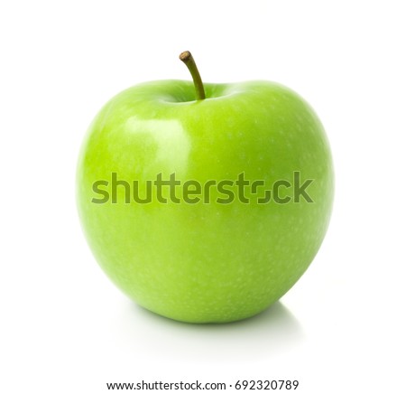 Green apple on white background, fruit healthy concept
