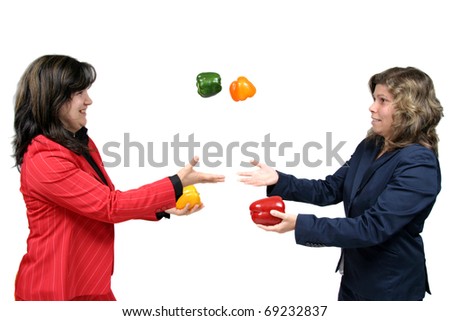 woman with colored peppers, healthy food photo