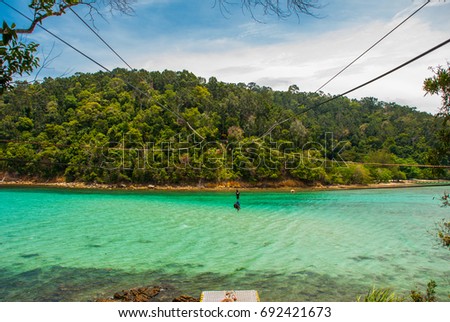 Beautiful landscape, view from the island of SAPI with views of the sea and the island of Gaia. Sabah, Malaysia. Zet lain