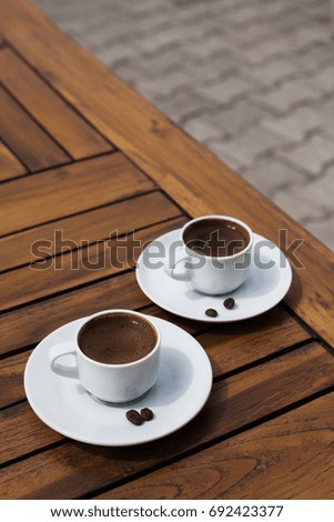 Two cups of coffee on the table