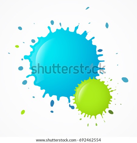 Vector Splashes - Splatters. Blue and Green Blots.