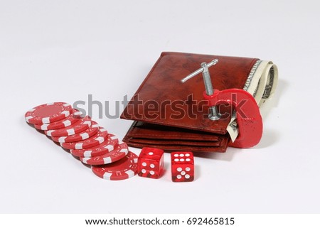poker chips and dice - wallet in clamp 