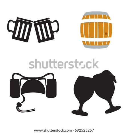 Set of beer icons on a white background, Vector illustration
