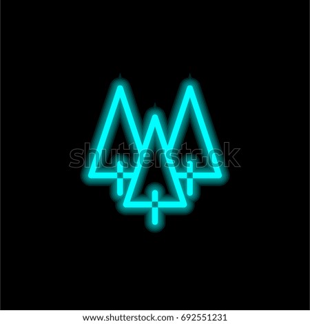 Forest blue glowing neon ui ux icon. Glowing sign logo vector