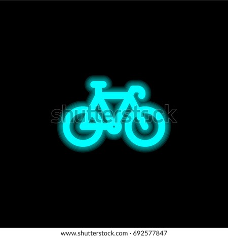 Bicycle blue glowing neon ui ux icon. Glowing sign logo vector