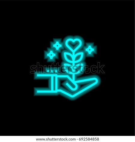 Growth blue glowing neon ui ux icon. Glowing sign logo vector