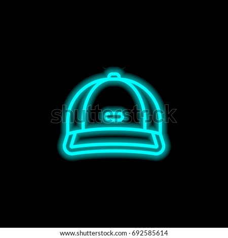 Cap blue glowing neon ui ux icon. Glowing sign logo vector
