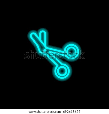 Scissors blue glowing neon ui ux icon. Glowing sign logo vector