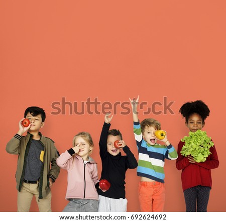 Little Children Holding Vegetable Healthy