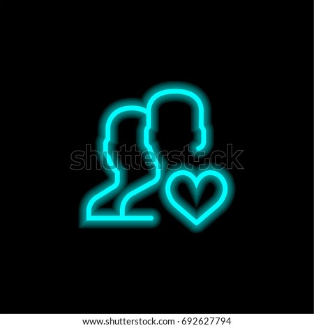 User blue glowing neon ui ux icon. Glowing sign logo vector