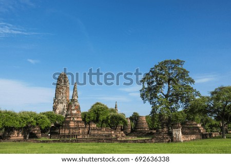 Ruins of temples in Ayutthaya, Thailand.