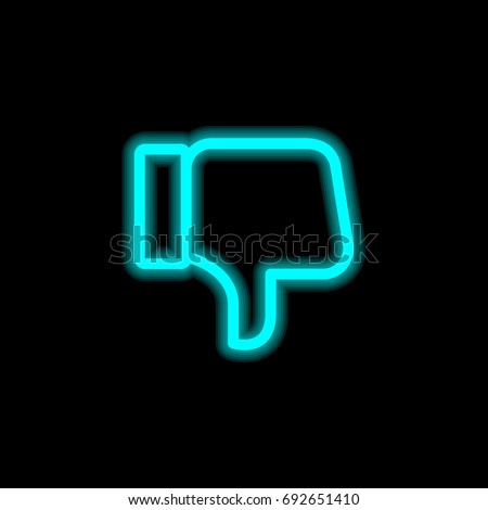 Dislike blue glowing neon ui ux icon. Glowing sign logo vector