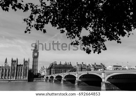 Image of Big Ben and Houses of Parliament, London, UK.Shot from the south bank

