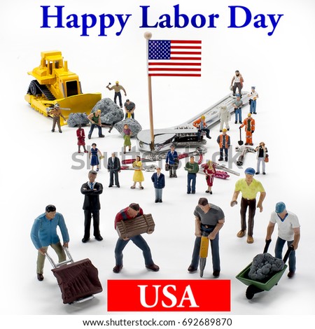 This photograph is a tribute to those hard working men and women, who make the United States a leader in the world economy. It depicts diverse occupations from all walks of life on a white background.