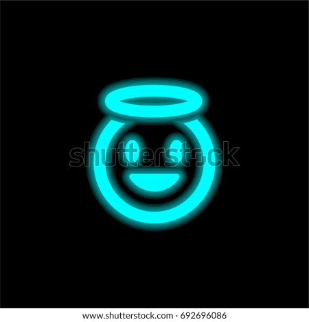 Angel blue glowing neon ui ux icon. Glowing sign logo vector