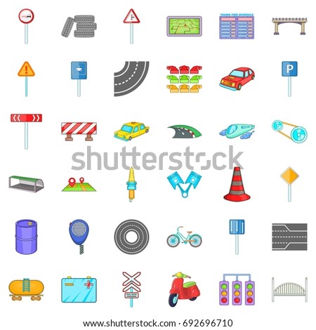 Transport part icons set. Cartoon of 36 transport part vector icons for web isolated on white background