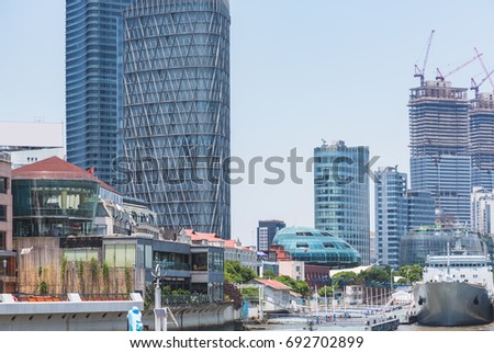 Shanghai business district in daytime,building group of China.