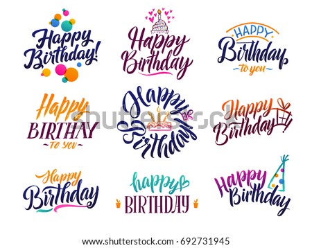 Happy birthday elegant brush script text. Vector type with hand drawn letters Royalty-Free Stock Photo #692731945